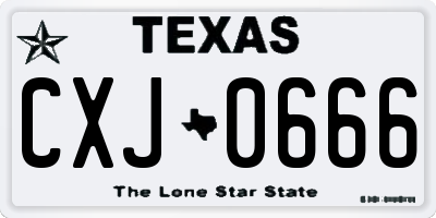 TX license plate CXJ0666