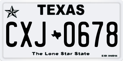TX license plate CXJ0678