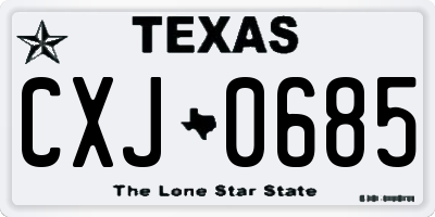 TX license plate CXJ0685