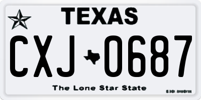 TX license plate CXJ0687