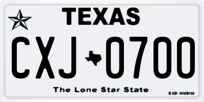 TX license plate CXJ0700