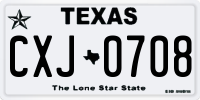 TX license plate CXJ0708