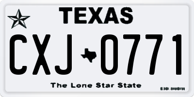 TX license plate CXJ0771