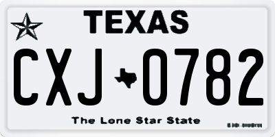 TX license plate CXJ0782