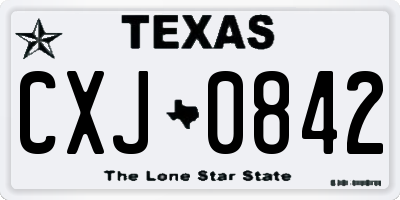 TX license plate CXJ0842