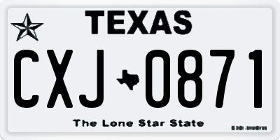 TX license plate CXJ0871