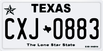 TX license plate CXJ0883