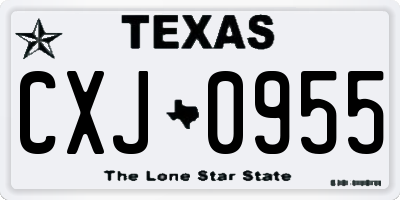 TX license plate CXJ0955