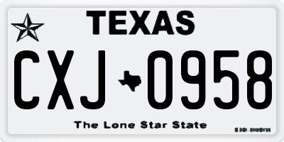 TX license plate CXJ0958
