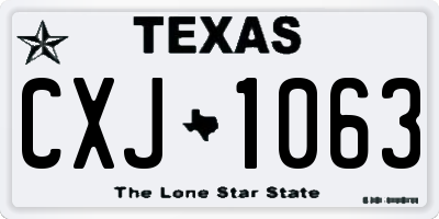 TX license plate CXJ1063