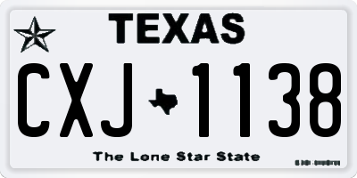 TX license plate CXJ1138