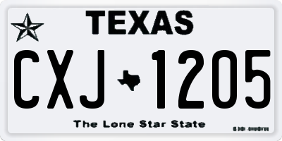 TX license plate CXJ1205