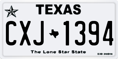 TX license plate CXJ1394