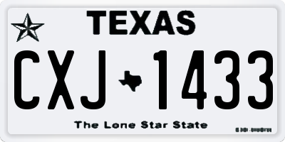 TX license plate CXJ1433