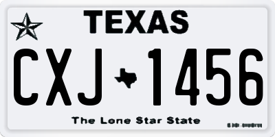 TX license plate CXJ1456