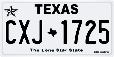 TX license plate CXJ1725