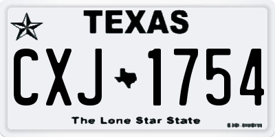 TX license plate CXJ1754
