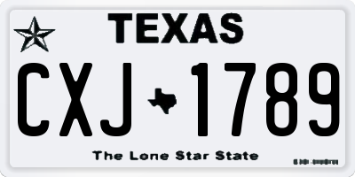 TX license plate CXJ1789