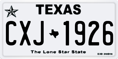 TX license plate CXJ1926