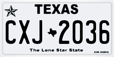 TX license plate CXJ2036