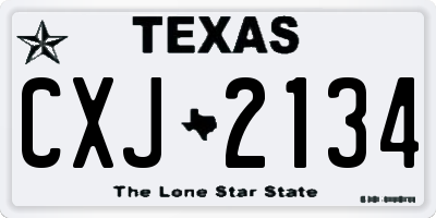 TX license plate CXJ2134