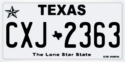 TX license plate CXJ2363