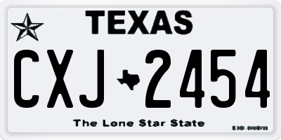 TX license plate CXJ2454