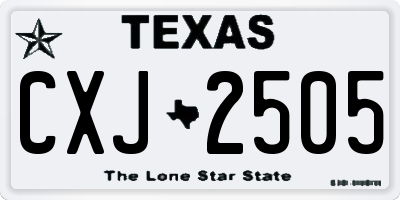 TX license plate CXJ2505