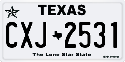 TX license plate CXJ2531