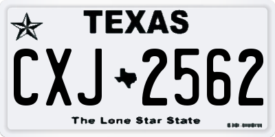 TX license plate CXJ2562