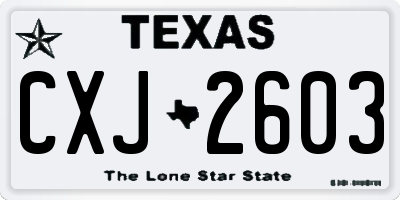 TX license plate CXJ2603