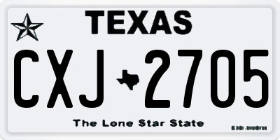 TX license plate CXJ2705