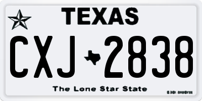 TX license plate CXJ2838
