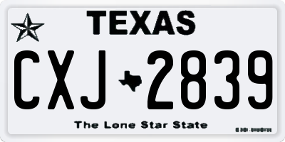 TX license plate CXJ2839