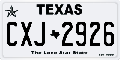 TX license plate CXJ2926
