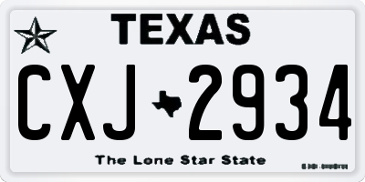 TX license plate CXJ2934