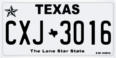 TX license plate CXJ3016