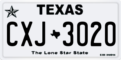 TX license plate CXJ3020