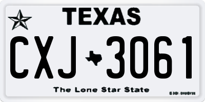 TX license plate CXJ3061