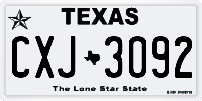 TX license plate CXJ3092