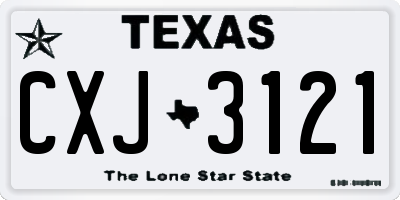 TX license plate CXJ3121