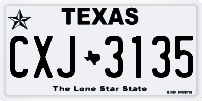 TX license plate CXJ3135