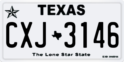 TX license plate CXJ3146