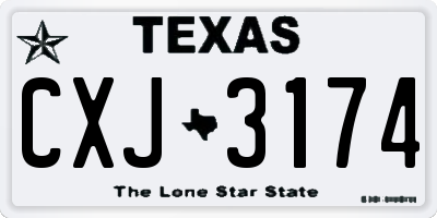 TX license plate CXJ3174