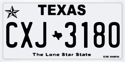 TX license plate CXJ3180