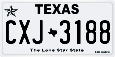 TX license plate CXJ3188
