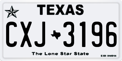 TX license plate CXJ3196
