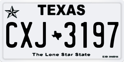TX license plate CXJ3197