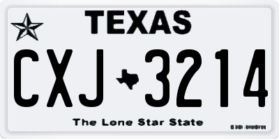 TX license plate CXJ3214