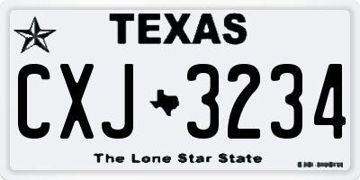 TX license plate CXJ3234